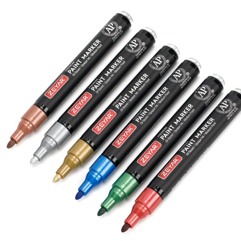 ZEYAR Oil-Based Paint Markers for Rock Painting, Medium Point, Waterproof ink, 18 Colors, AP Certified, Great on Mug, Rock, Glass, Canvas, Metal and more (18 Colors) - Image 1